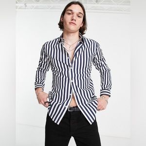 Devil's Advocate striped slim fit shirt Sz L Mens